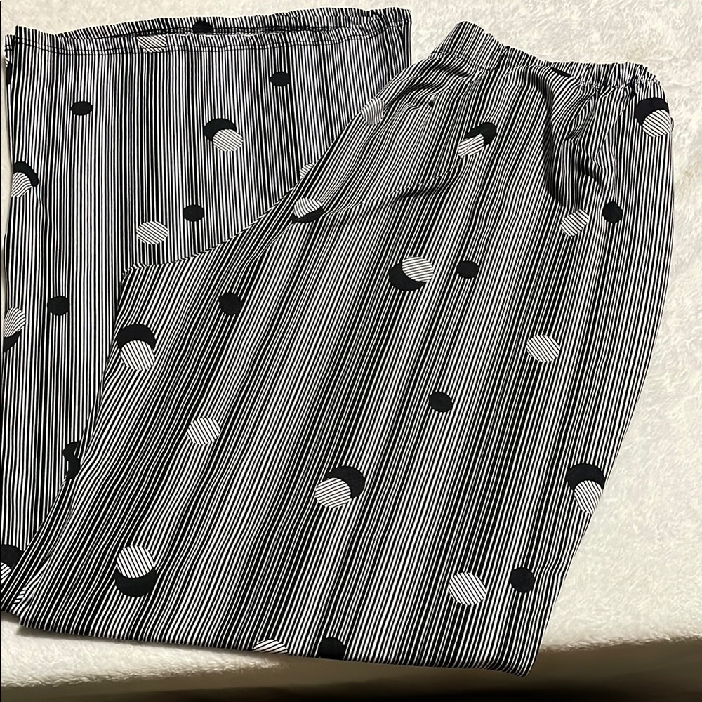 Love Ryan Polka Dot Striped Wide Leg Pants